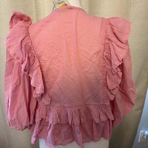 Farm Rio Anthropologie Blush Pink Wrap Blouse Top Size Medium - Picture 6 of 11